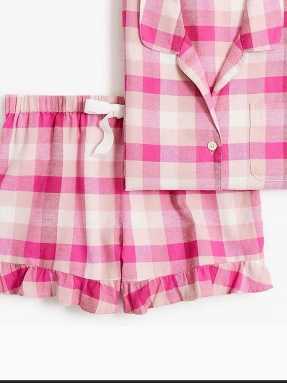 NWT J.Crew Long Sleeve Ruffle Cotton Sleep Set With Shorts Woman Size L